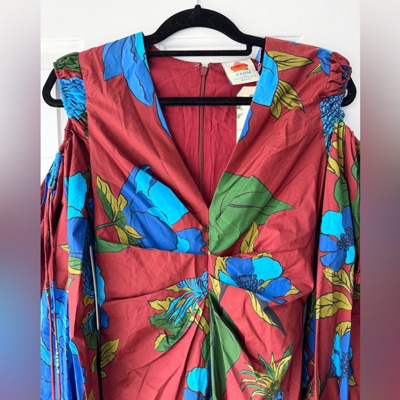 Farm Rio Puff Sleeve V-Neck Floral Print Maxi Dress, Size XS - Picture 7 of 13